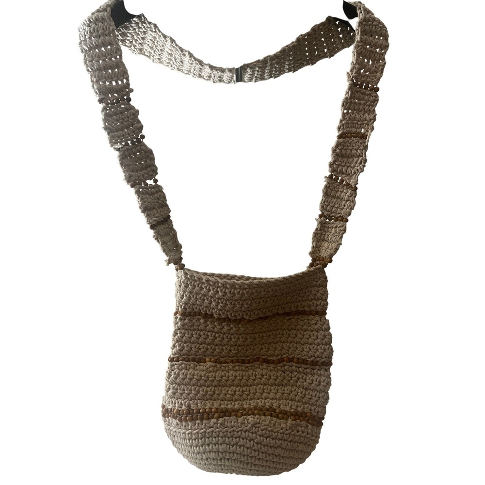 Free People Crochet Beaded Shoulder Bag Cream‎ Boho Crossbody